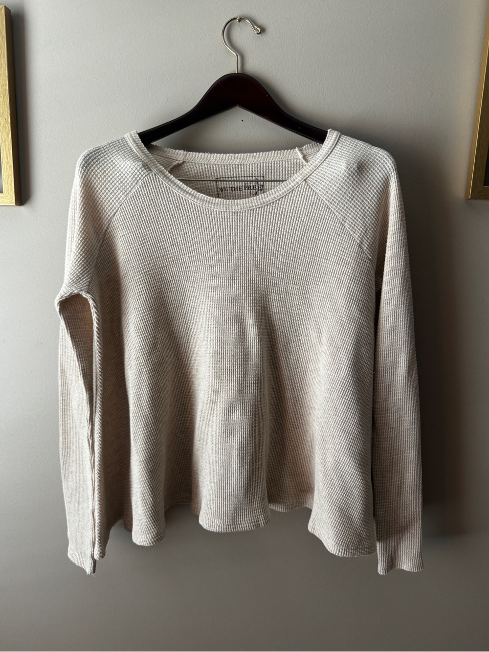 Free People We The Free Ivory Waffle Knit Thermal Top M
